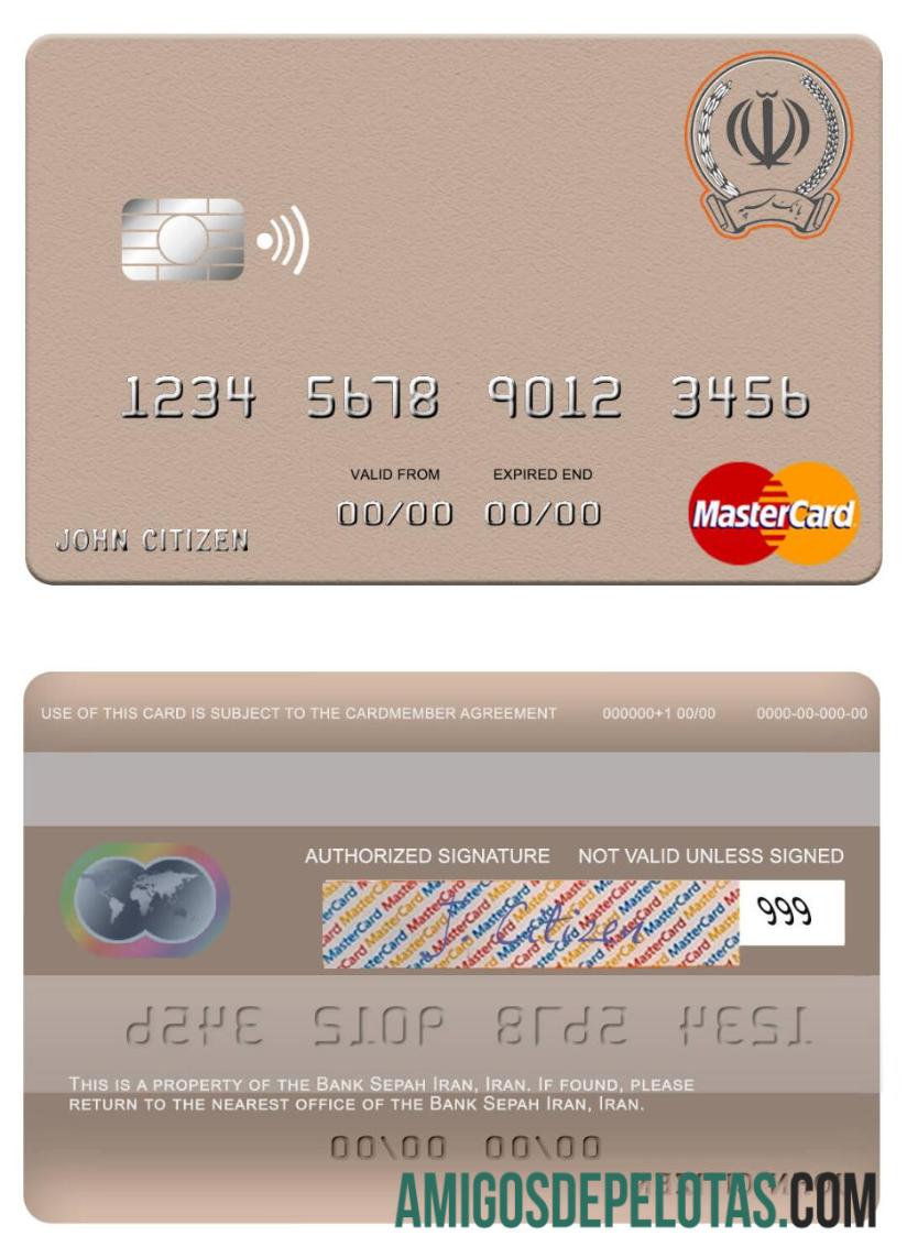 Mastercard do Banco Irã Sepah modelo